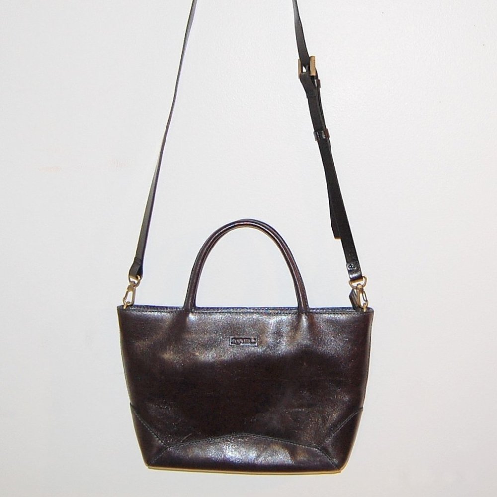 LOUVIER Black genuine Leather Cross body TOTE HAND BAG
